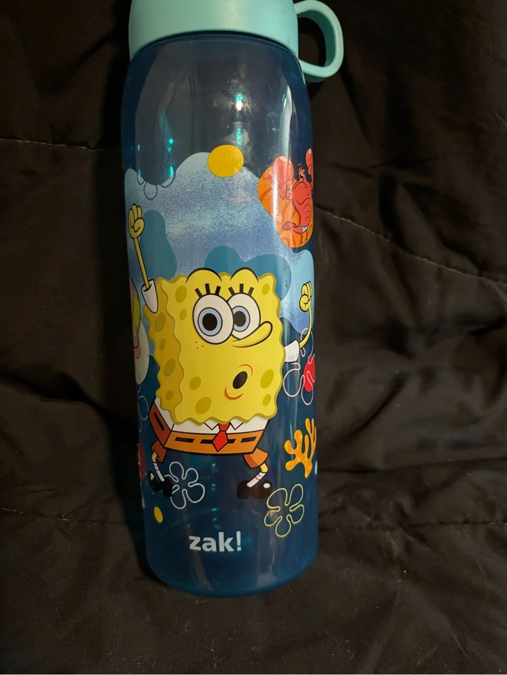 SpongeBob Bikini Bottom Blue Kids Water Bottle with Light Blue Lid